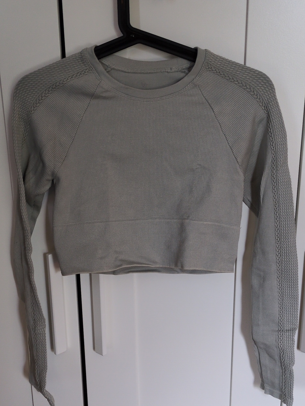 aerie Offline Cropped Ribbed Long-Sleeve Workout Top